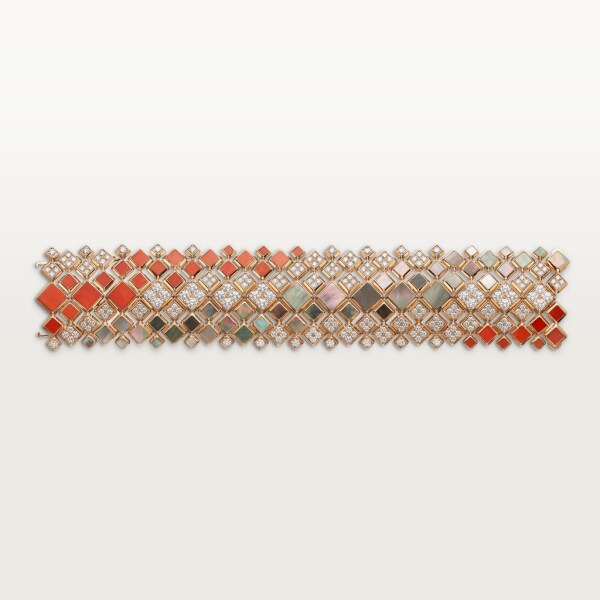 [Sur]naturel bracelet Rose gold, grey mother-of-pearl, coral, diamonds